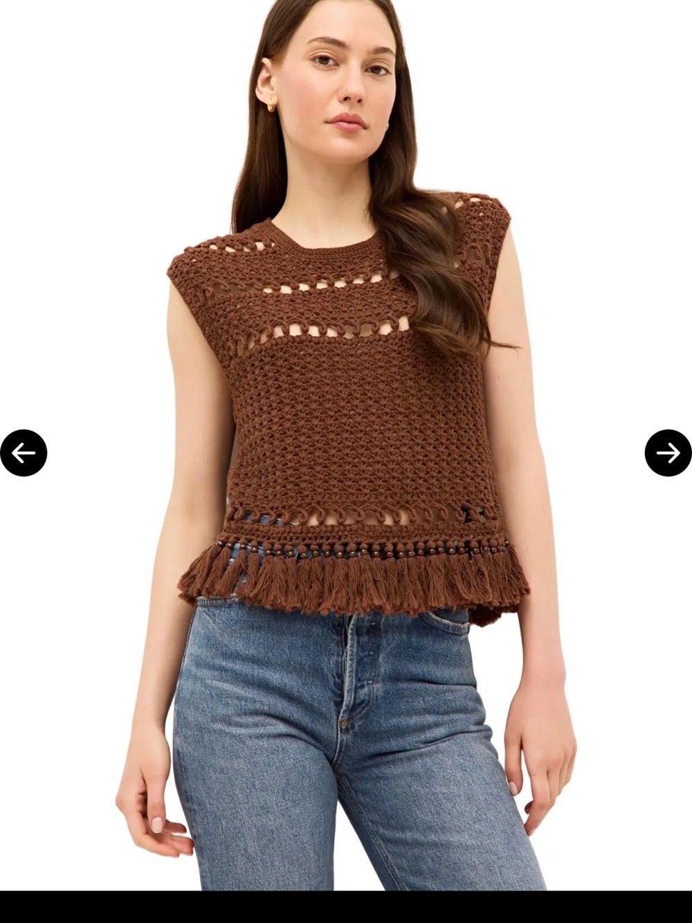Marie Oliver Mira crochet top chocolate brown